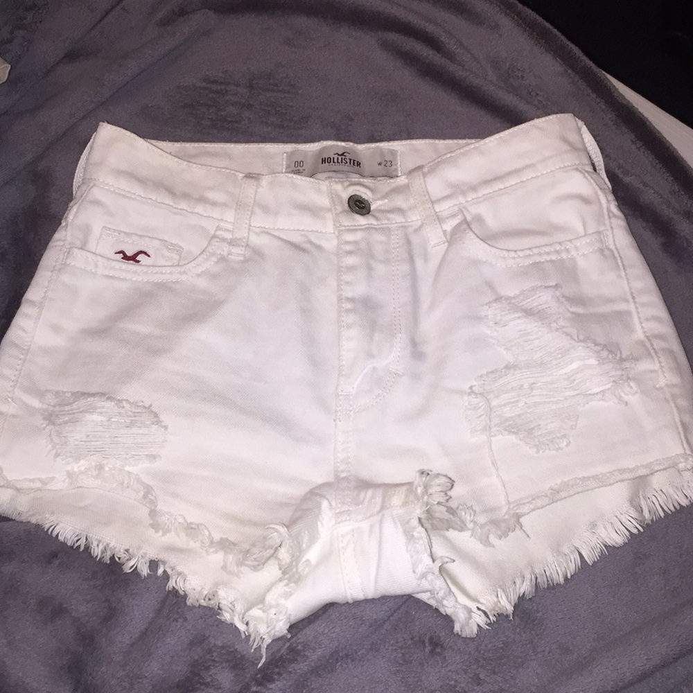 Hollister white ripped high waisted